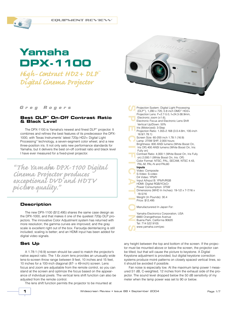 Yamaha DPX-1100 User Manual | 7 pages