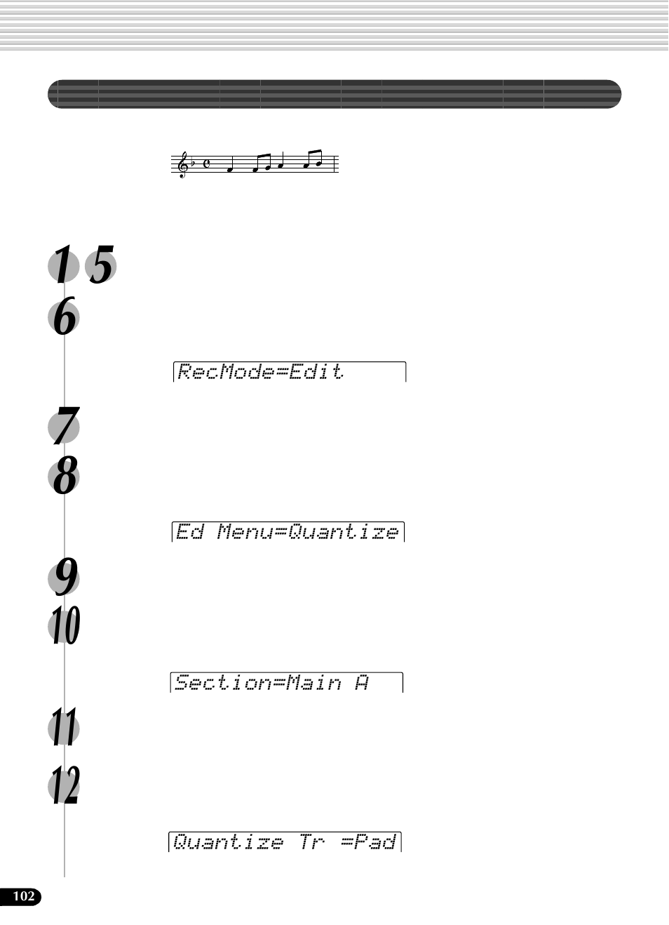 録音データのタイミングのばらつきを整える | Yamaha Portatone PSR-540 User Manual | Page 102 / 160