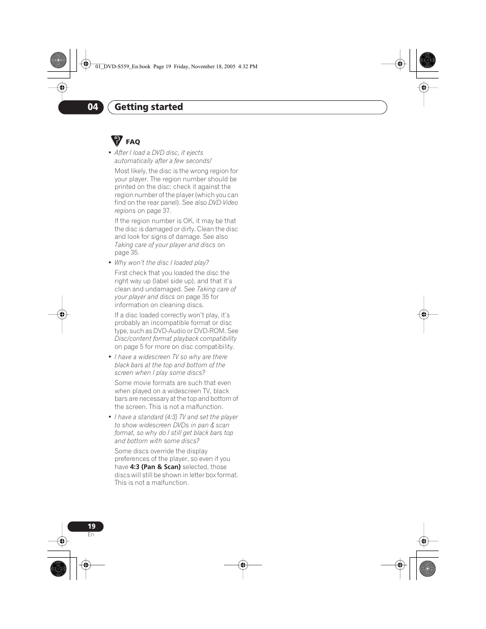Getting started 04 | Yamaha DVD-S559 User Manual | Page 22 / 44