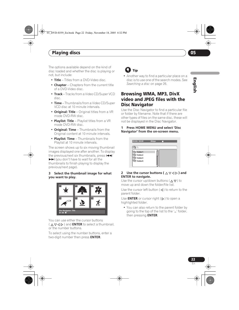 Playing discs 05, English | Yamaha DVD-S559 User Manual | Page 25 / 44