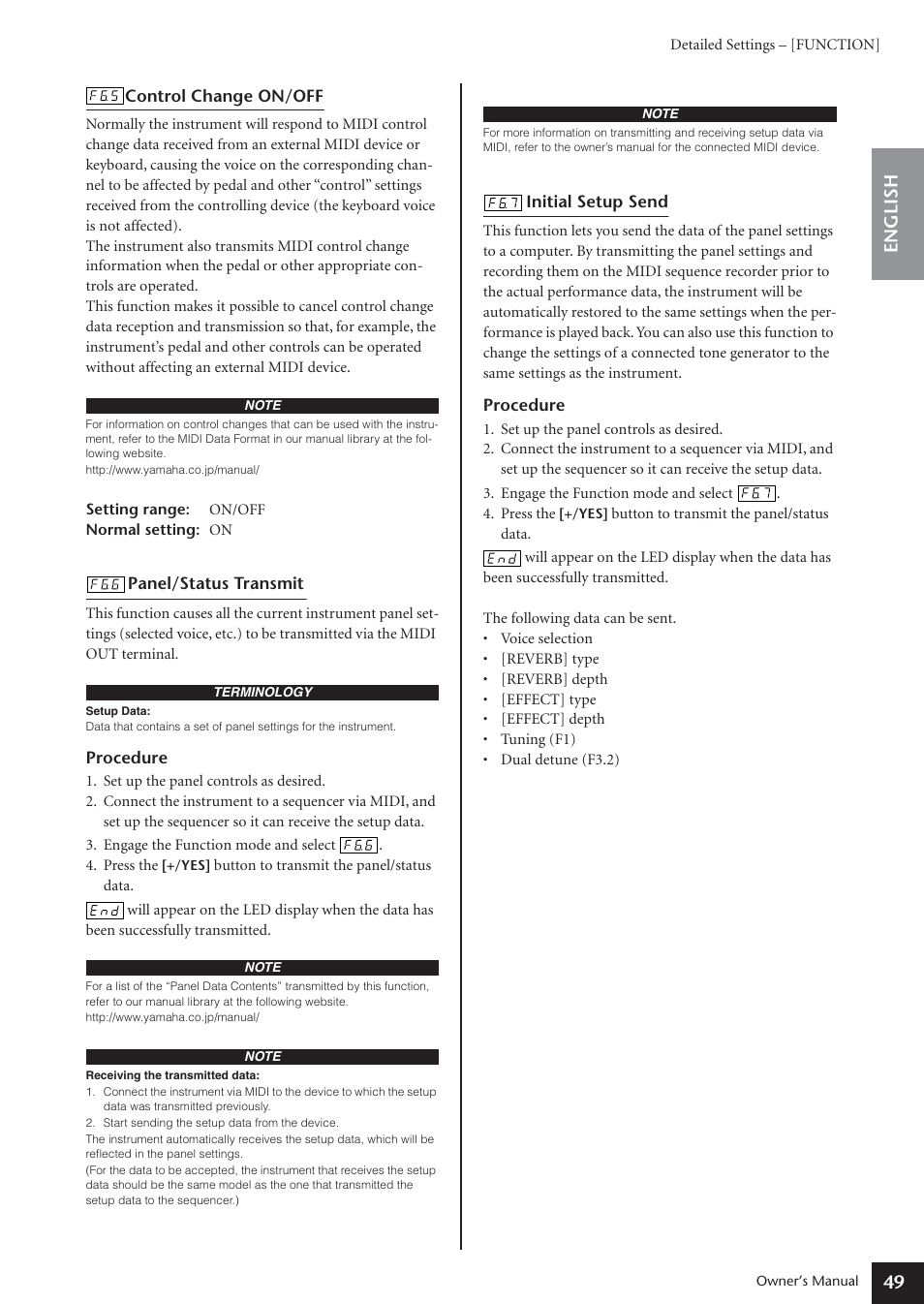49 english | Yamaha ARIUS YDP-181 User Manual | Page 49 / 70
