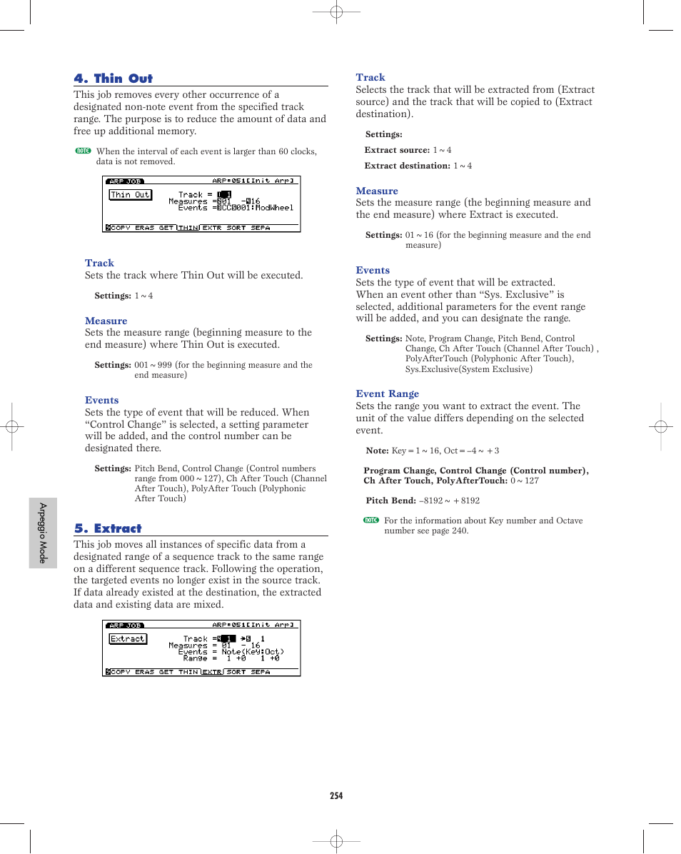 Thin out, Extract | Yamaha EX5R User Manual | Page 254 / 304