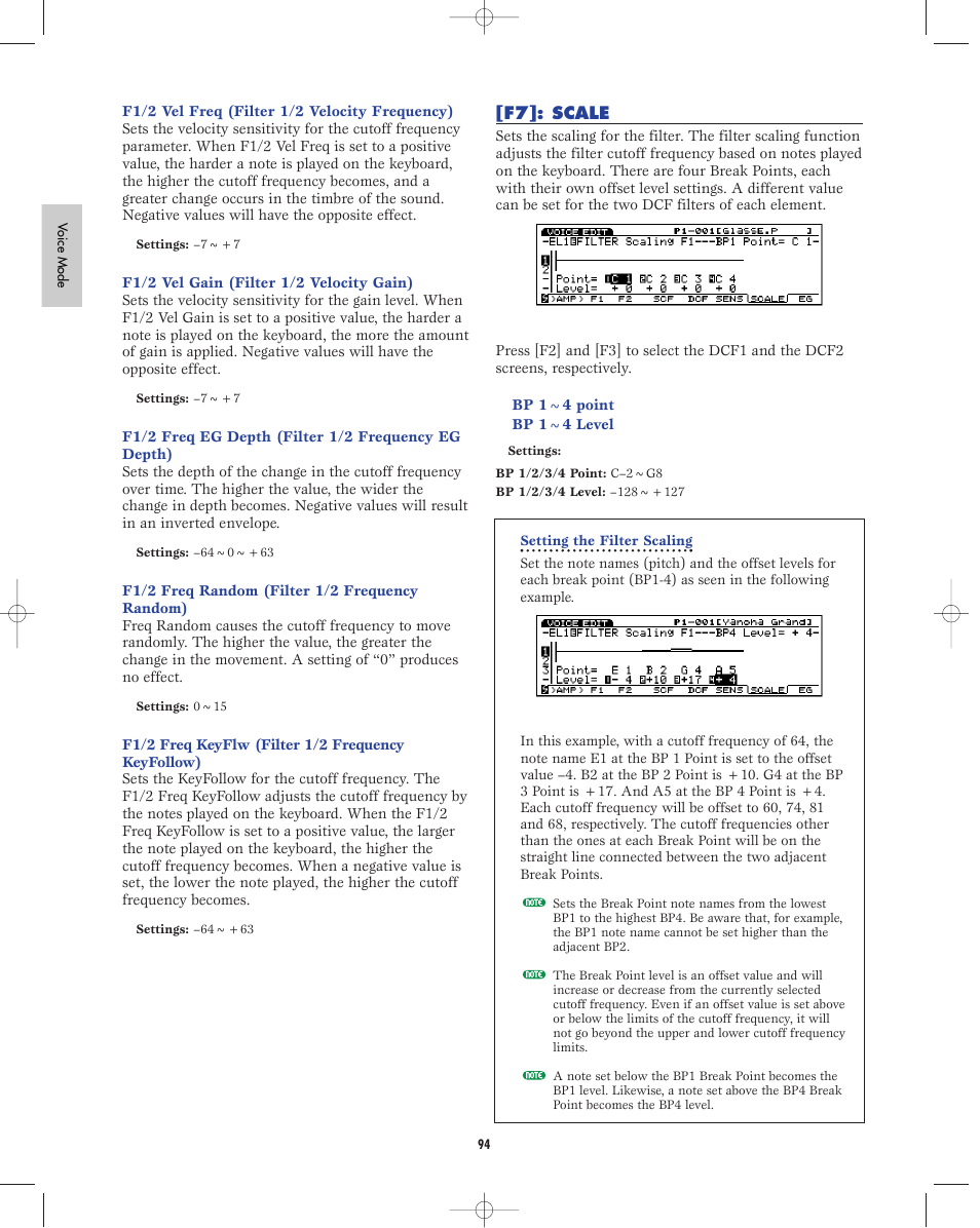 F7:scaling | Yamaha EX5R User Manual | Page 94 / 304