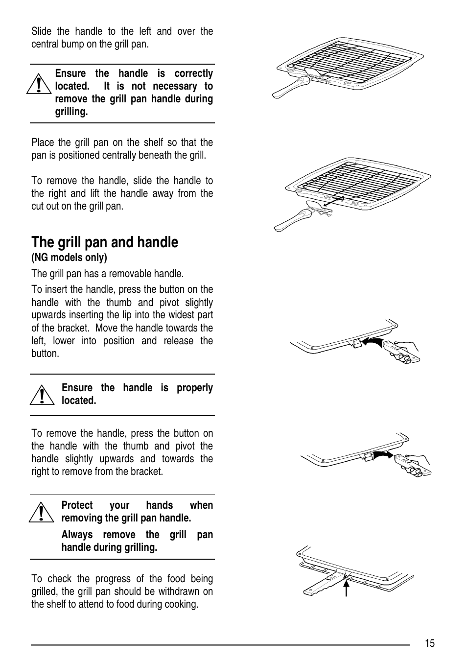 The grill pan and handle | Zanussi ZCG7551 User Manual | Page 15 / 44