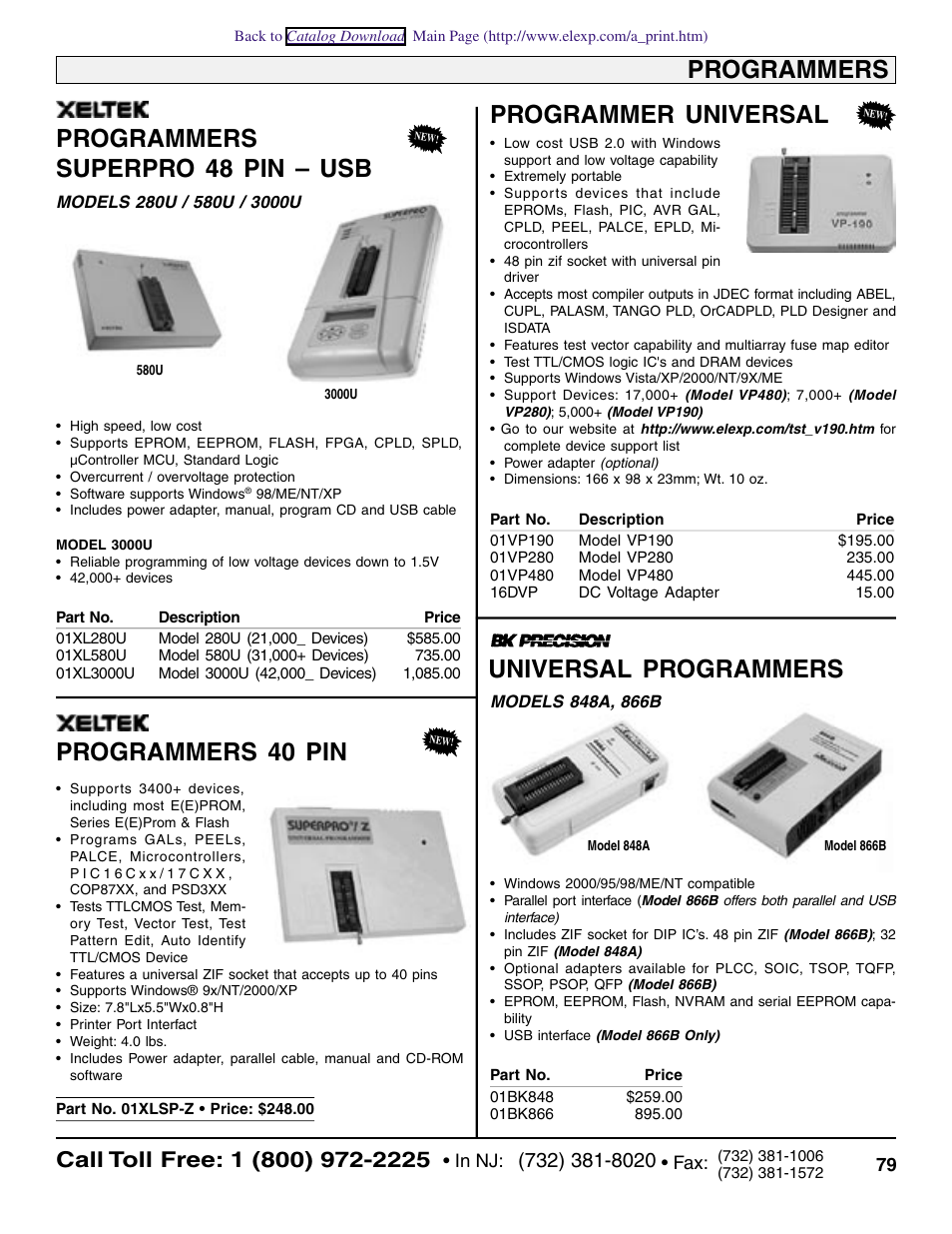 Programmers superpro 48 pin – usb, Programmers 40 pin, Programmer universal | Programmers, Universal programmers, Electronix express / rsr | Xilinx Velleman 3200USBASM User Manual | Page 9 / 10