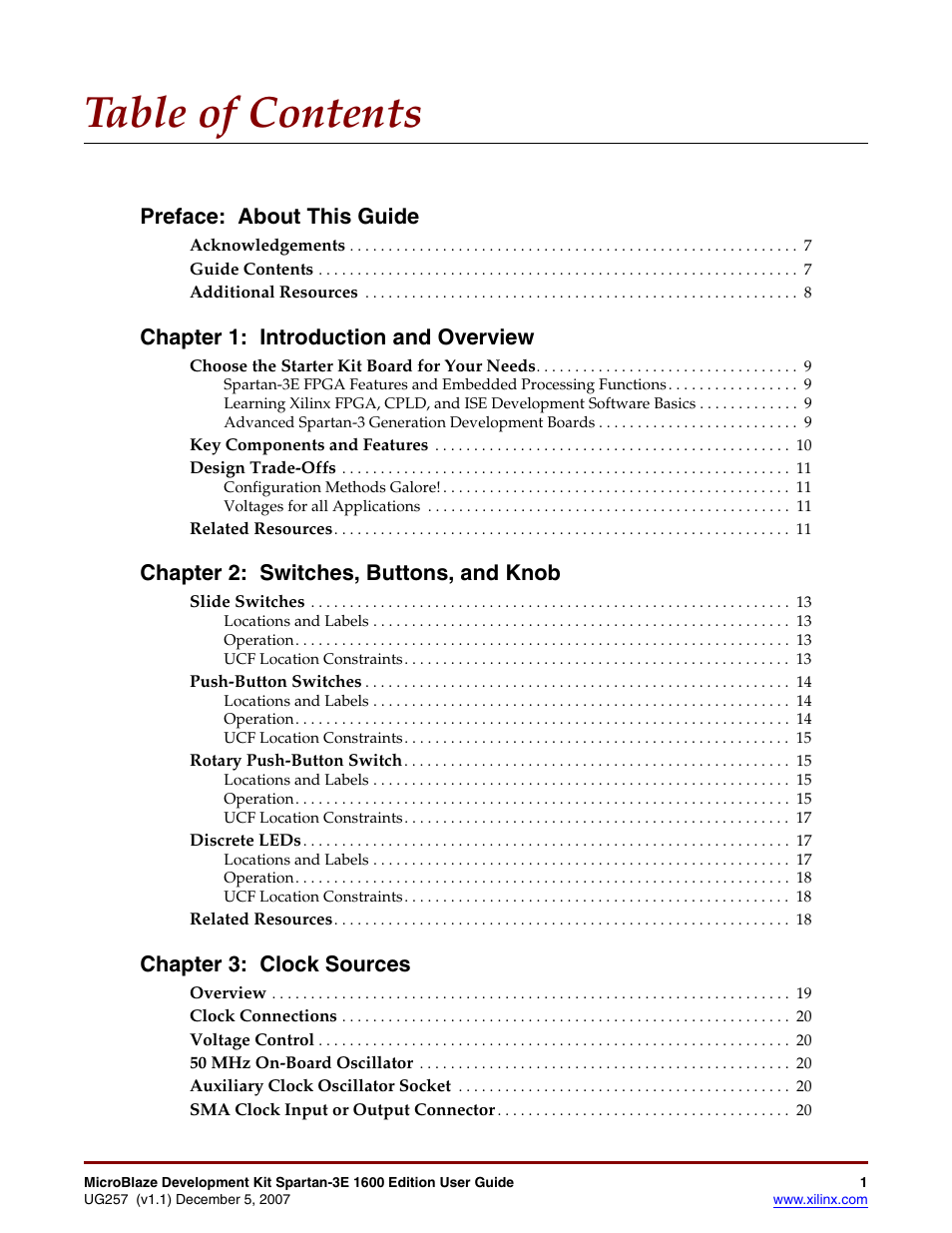 Xilinx MIcroblaze Development Spartan-3E 1600E User Manual | Page 3 / 168