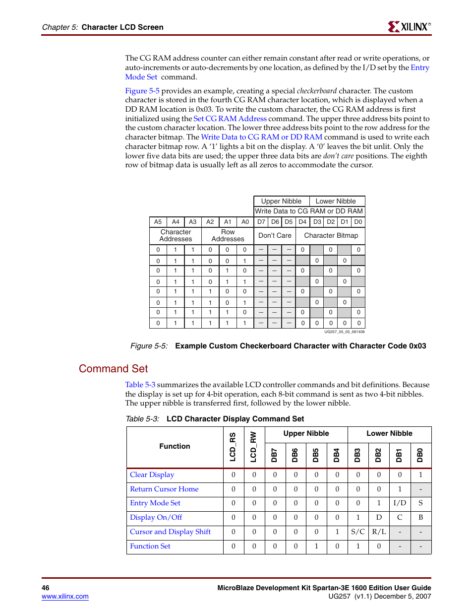 Command set, Figure 5-5 | Xilinx MIcroblaze Development Spartan-3E 1600E User Manual | Page 48 / 168