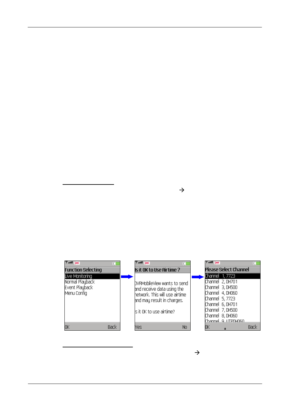 2 connect to device, 1 live monitoring | Mobile View Software 3.7.7 User Manual | Page 12 / 29