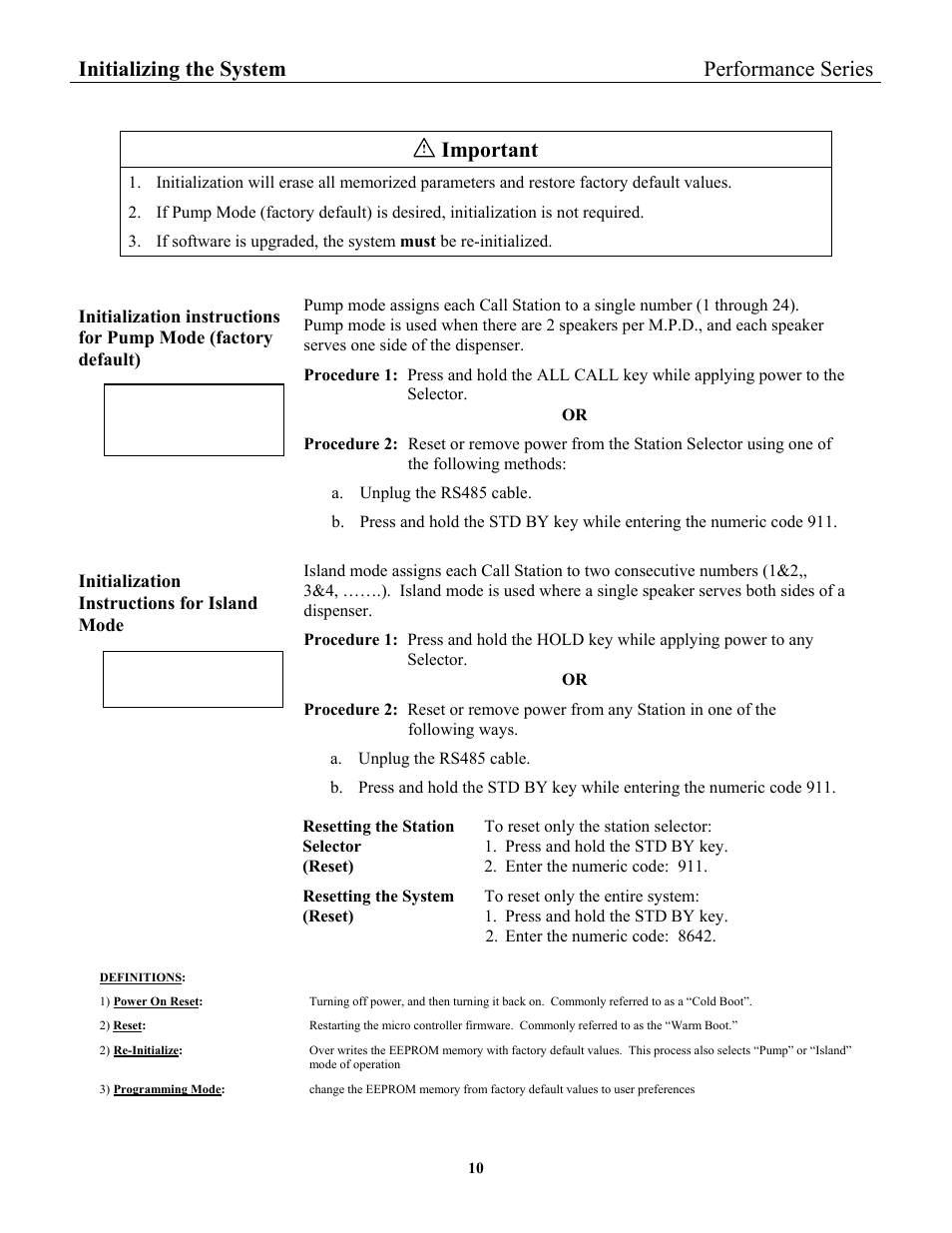 Initializing the system performance series, Important | 3M 2475 User Manual | Page 14 / 27
