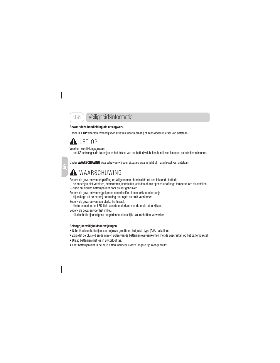 Veiligheidsinformatie, Waarschuwing, Let op | 3M EM 550GPS User Manual | Page 48 / 98