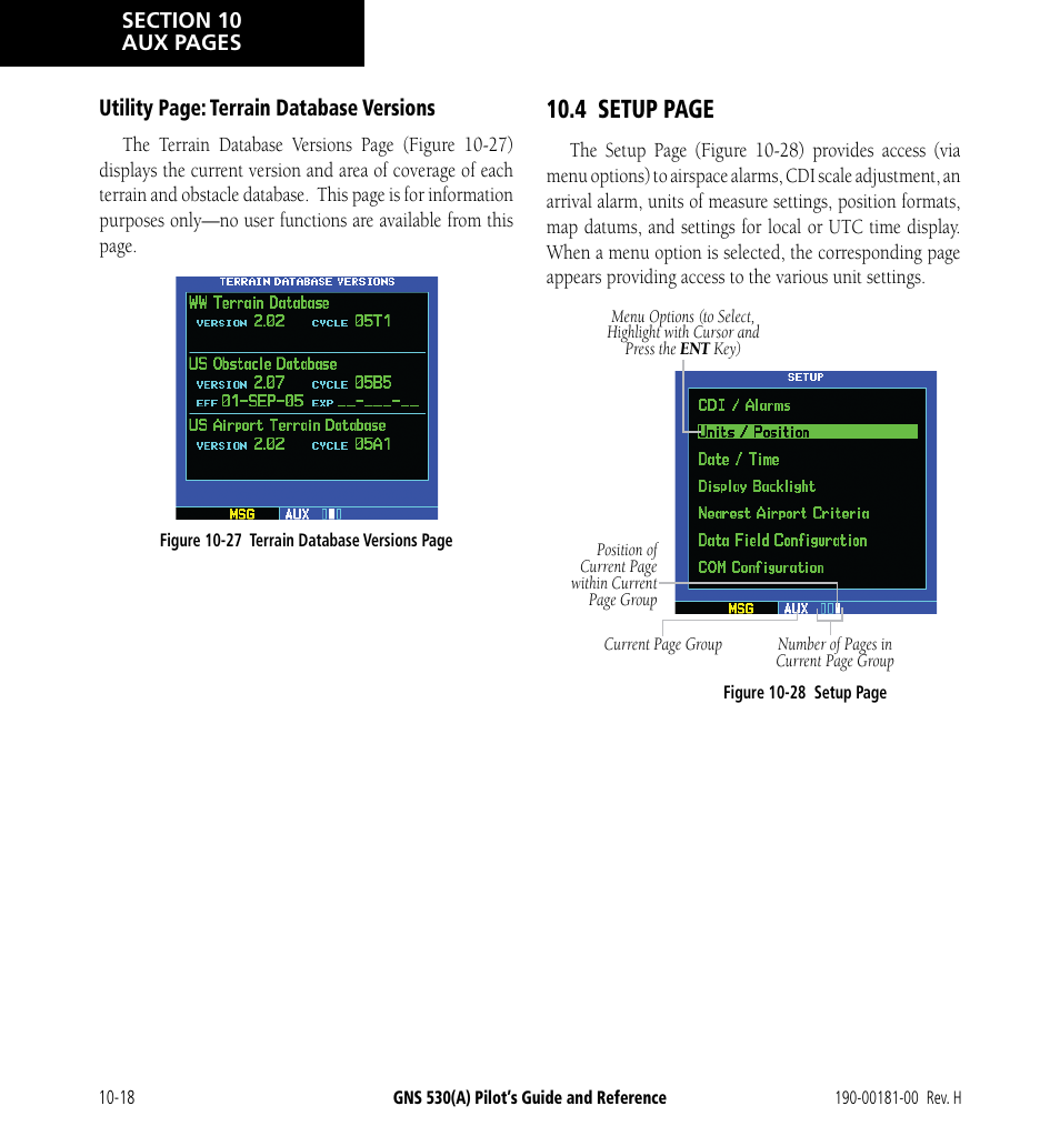 4 setup page | Garmin GNS 530 User Manual | Page 178 / 288
