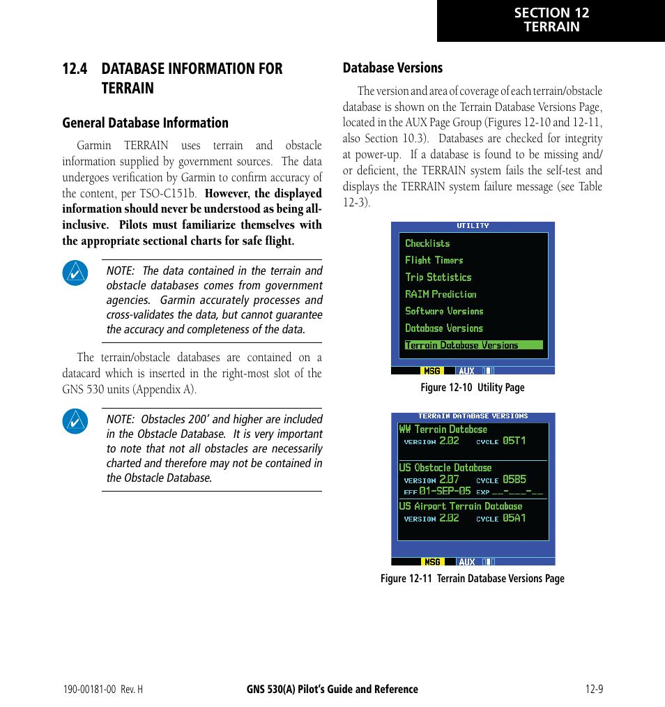 4 database information for terrain, 4 database information for terrain -9 | Garmin GNS 530 User Manual | Page 203 / 288
