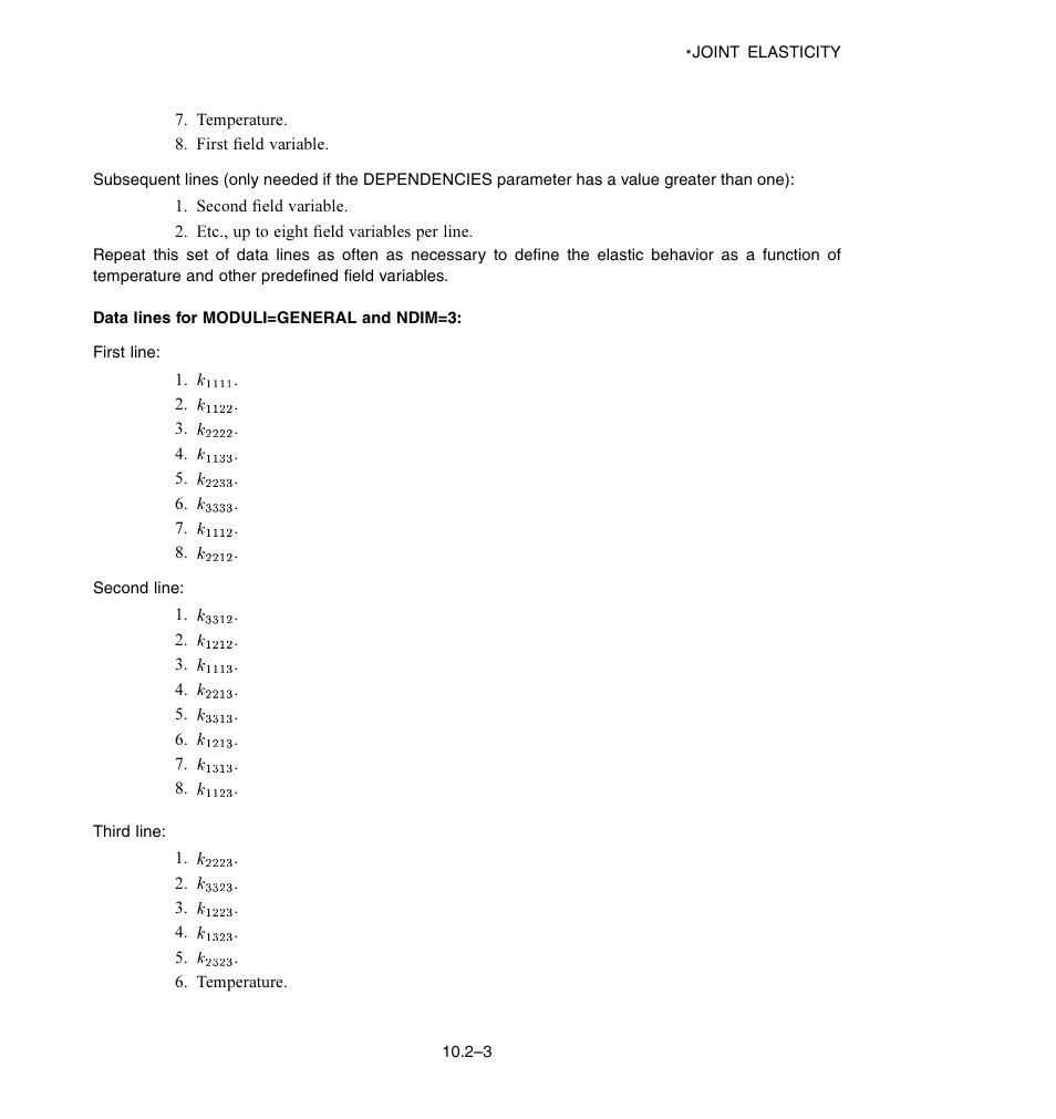 Data lines for moduli = general and ndim =3 | ABAQUS Volume II: I–Z User Manual | Page 101 / 628