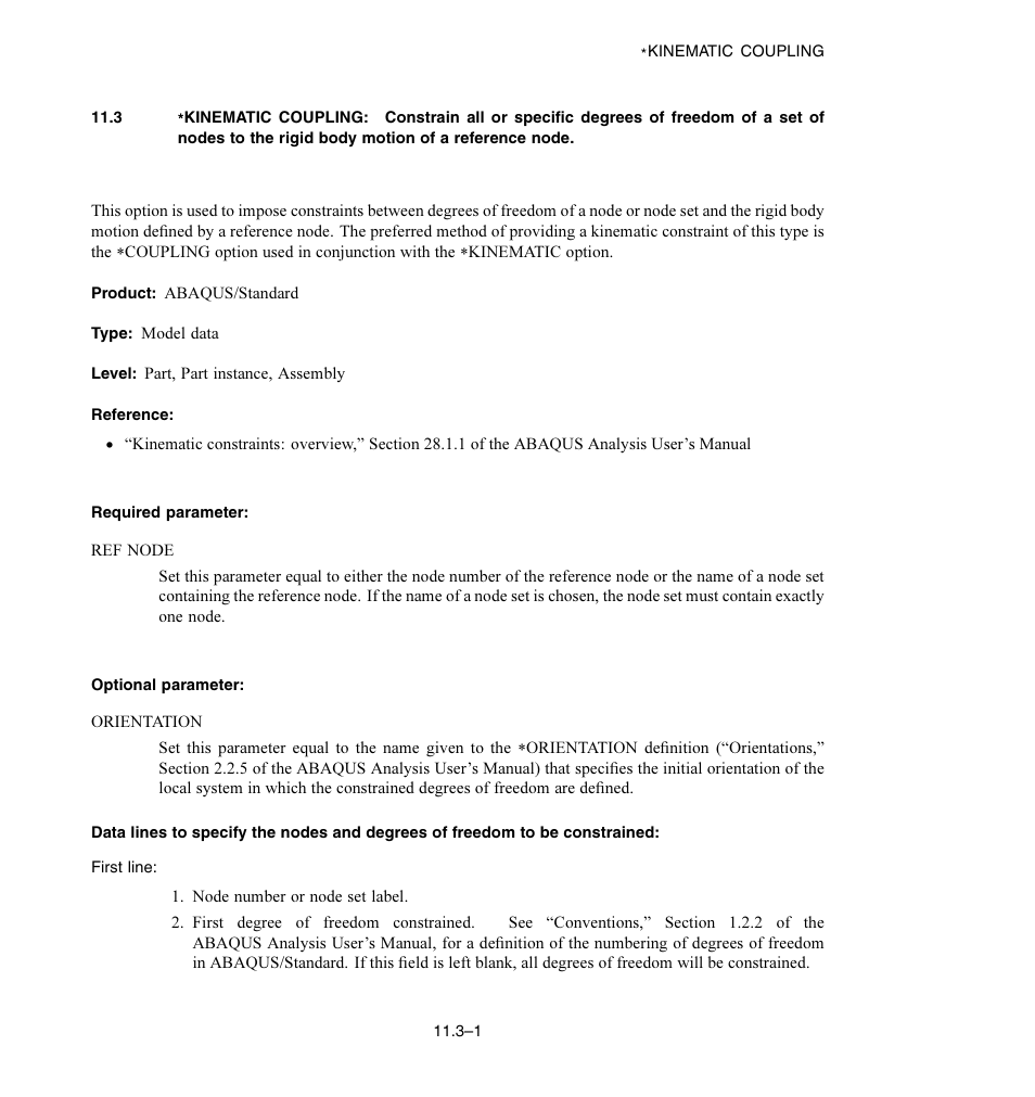 Required parameter, Optional parameter | ABAQUS Volume II: I–Z User Manual | Page 117 / 628