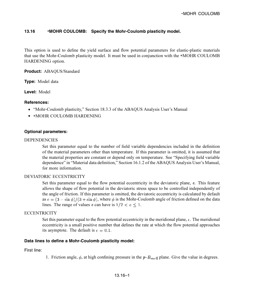 Optional parameters | ABAQUS Volume II: I–Z User Manual | Page 159 / 628