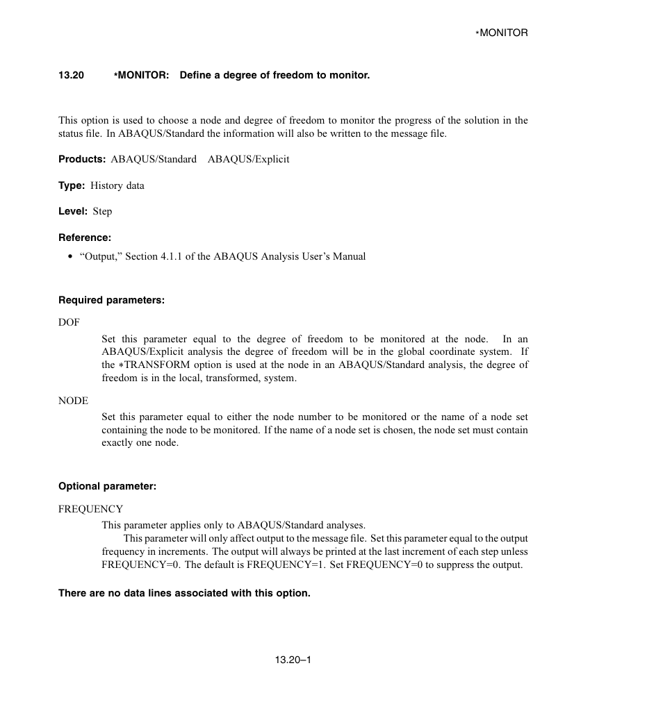 Required parameters, Optional parameter | ABAQUS Volume II: I–Z User Manual | Page 167 / 628