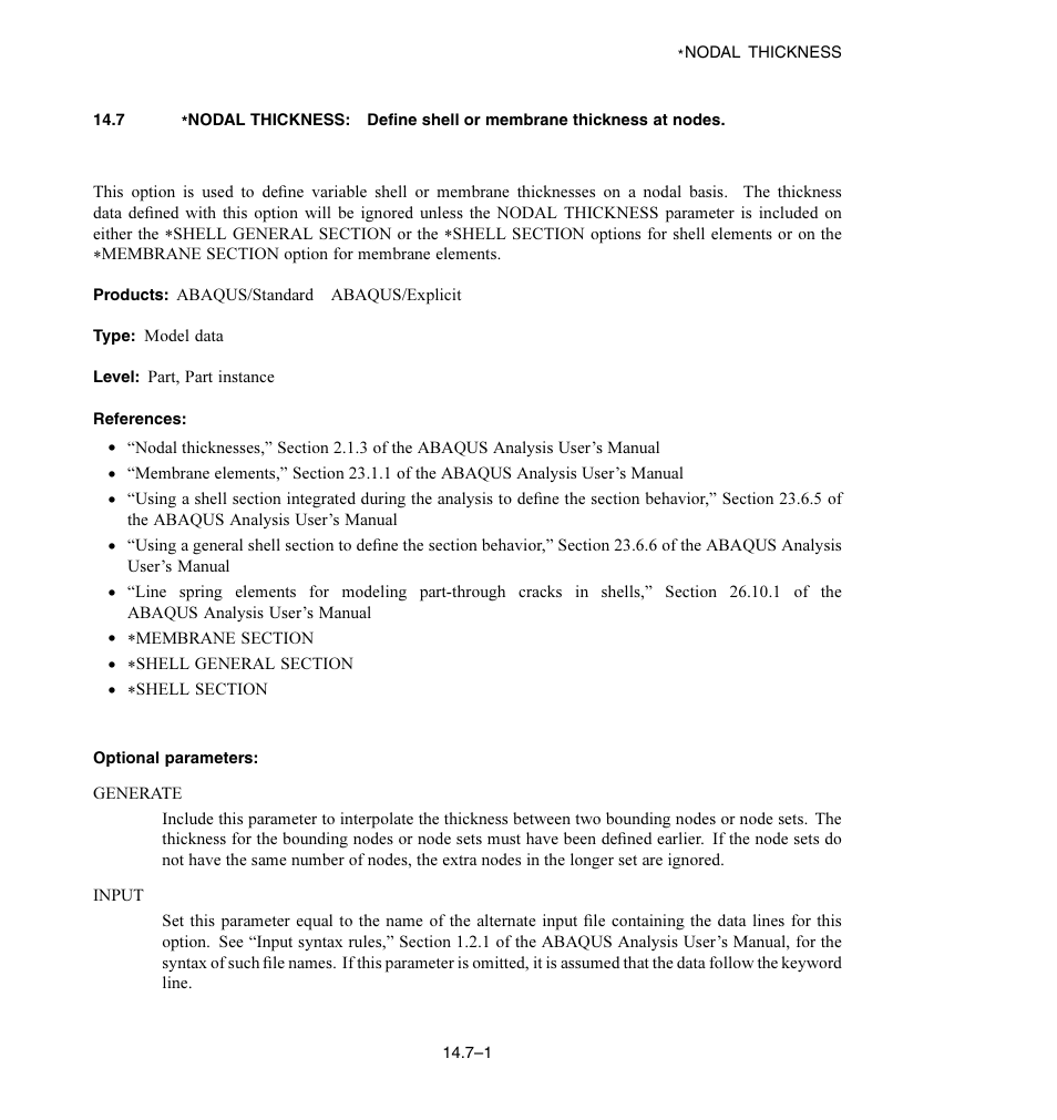 Optional parameters | ABAQUS Volume II: I–Z User Manual | Page 203 / 628