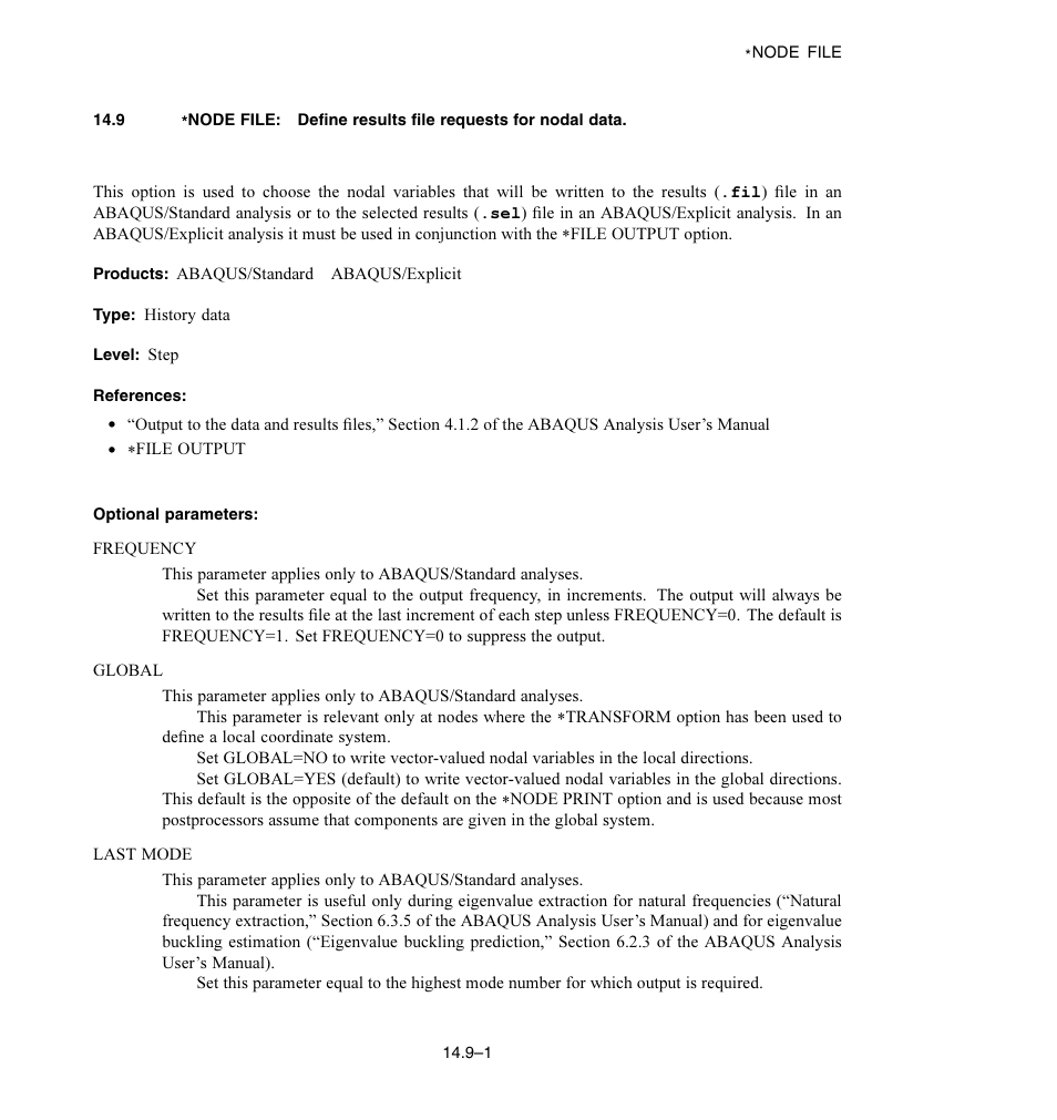 Optional parameters | ABAQUS Volume II: I–Z User Manual | Page 207 / 628