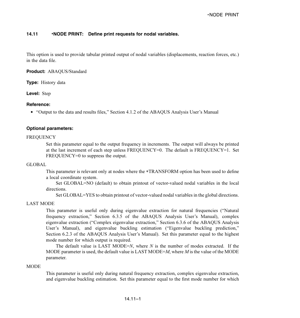 Optional parameters | ABAQUS Volume II: I–Z User Manual | Page 211 / 628