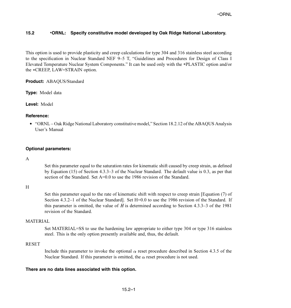 Optional parameters | ABAQUS Volume II: I–Z User Manual | Page 227 / 628