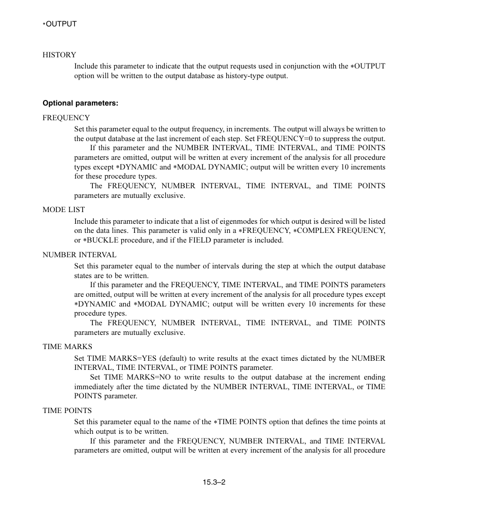 Optional parameters | ABAQUS Volume II: I–Z User Manual | Page 230 / 628