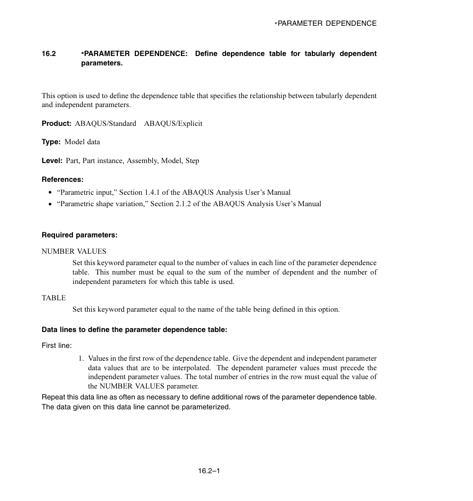 Required parameters | ABAQUS Volume II: I–Z User Manual | Page 239 / 628