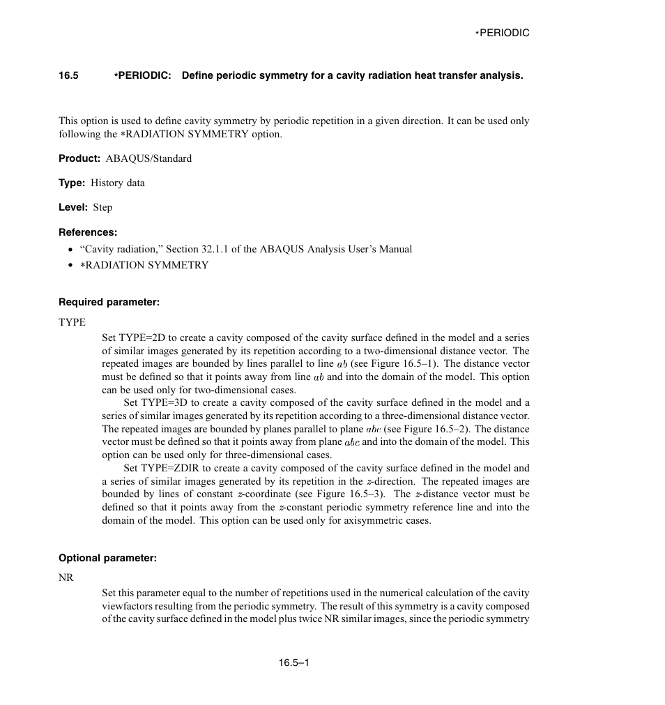 Required parameter, Optional parameter | ABAQUS Volume II: I–Z User Manual | Page 247 / 628