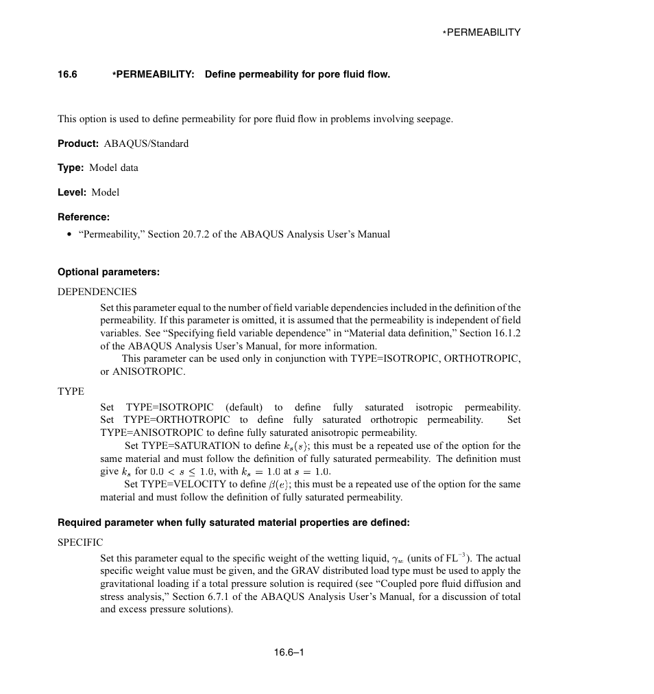 Optional parameters | ABAQUS Volume II: I–Z User Manual | Page 253 / 628