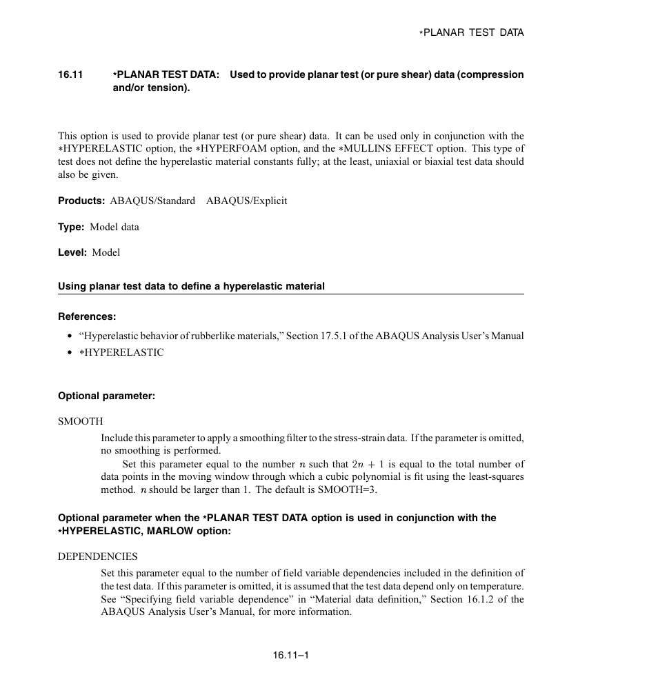 Optional parameter | ABAQUS Volume II: I–Z User Manual | Page 271 / 628