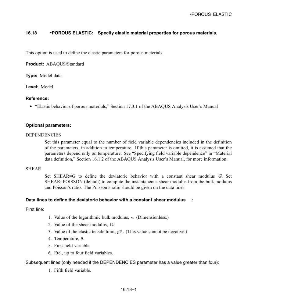 Optional parameters | ABAQUS Volume II: I–Z User Manual | Page 289 / 628