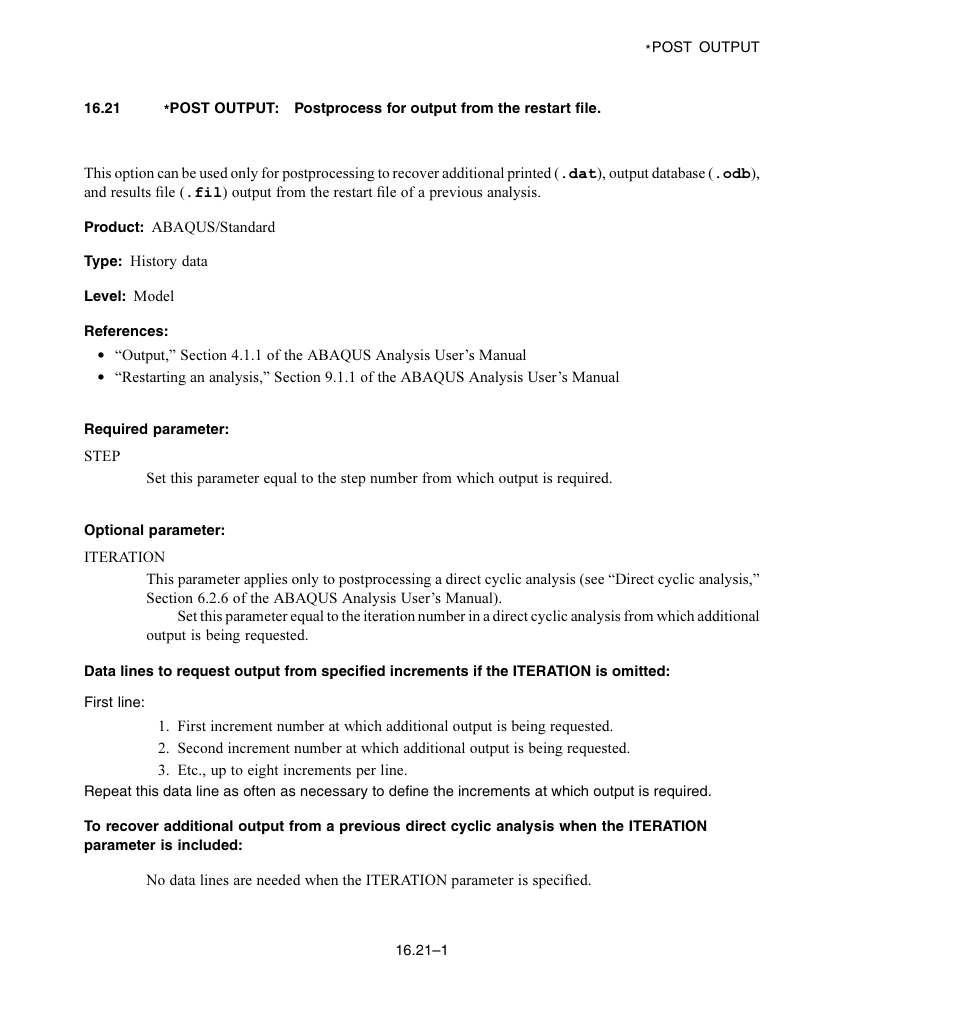 Required parameter, Optional parameter | ABAQUS Volume II: I–Z User Manual | Page 295 / 628