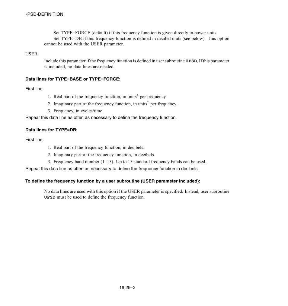 Data lines for type = base or type = force, Data lines for type = db | ABAQUS Volume II: I–Z User Manual | Page 314 / 628