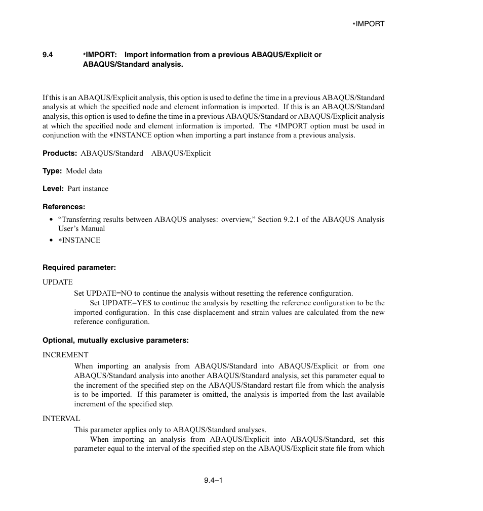 Required parameter, Optional, mutually exclusive parameters | ABAQUS Volume II: I–Z User Manual | Page 33 / 628