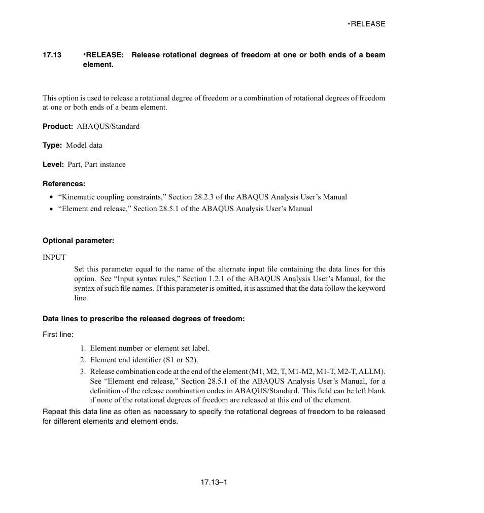 Optional parameter | ABAQUS Volume II: I–Z User Manual | Page 355 / 628