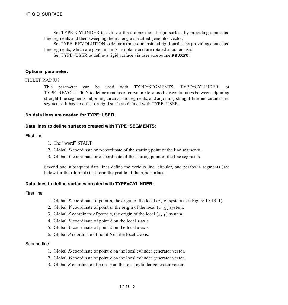 Optional parameter, No data lines are needed for type = user | ABAQUS Volume II: I–Z User Manual | Page 372 / 628