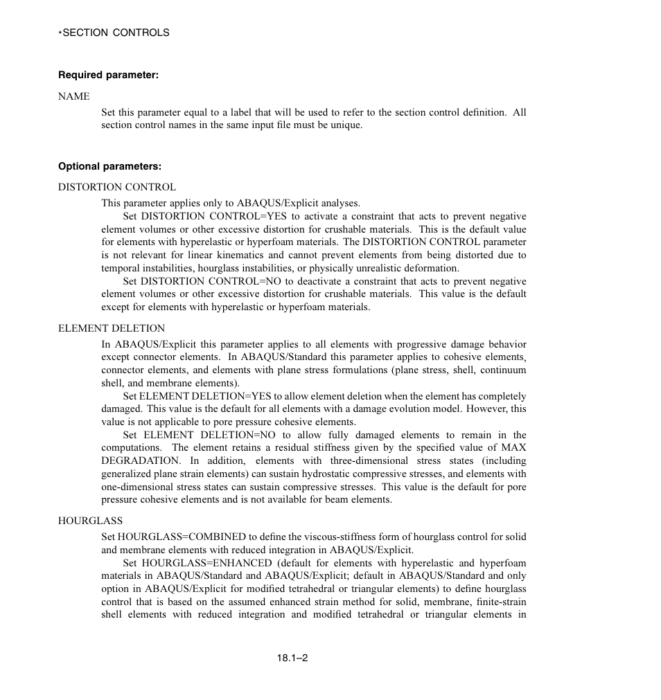 Required parameter, Optional parameters | ABAQUS Volume II: I–Z User Manual | Page 382 / 628