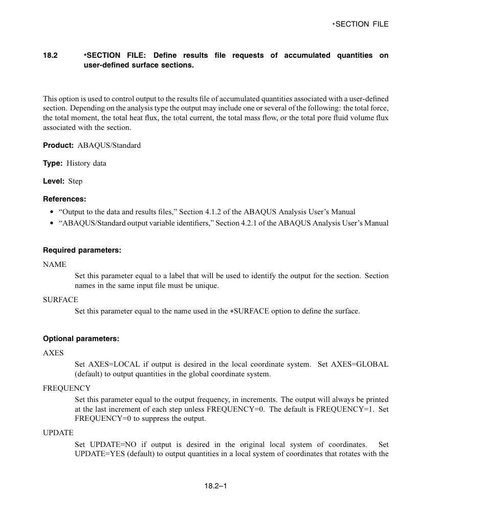 Required parameters, Optional parameters | ABAQUS Volume II: I–Z User Manual | Page 387 / 628