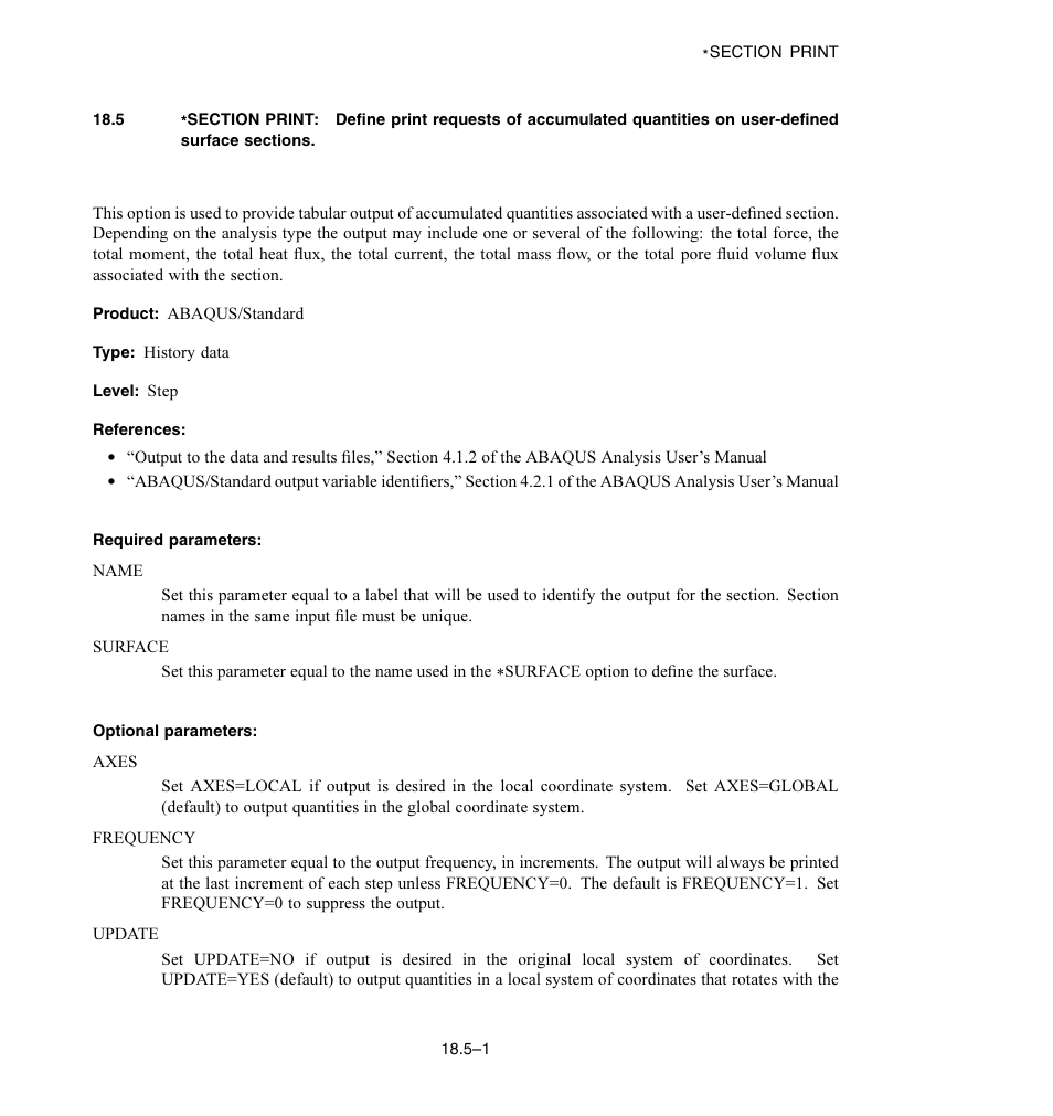 Required parameters, Optional parameters | ABAQUS Volume II: I–Z User Manual | Page 395 / 628