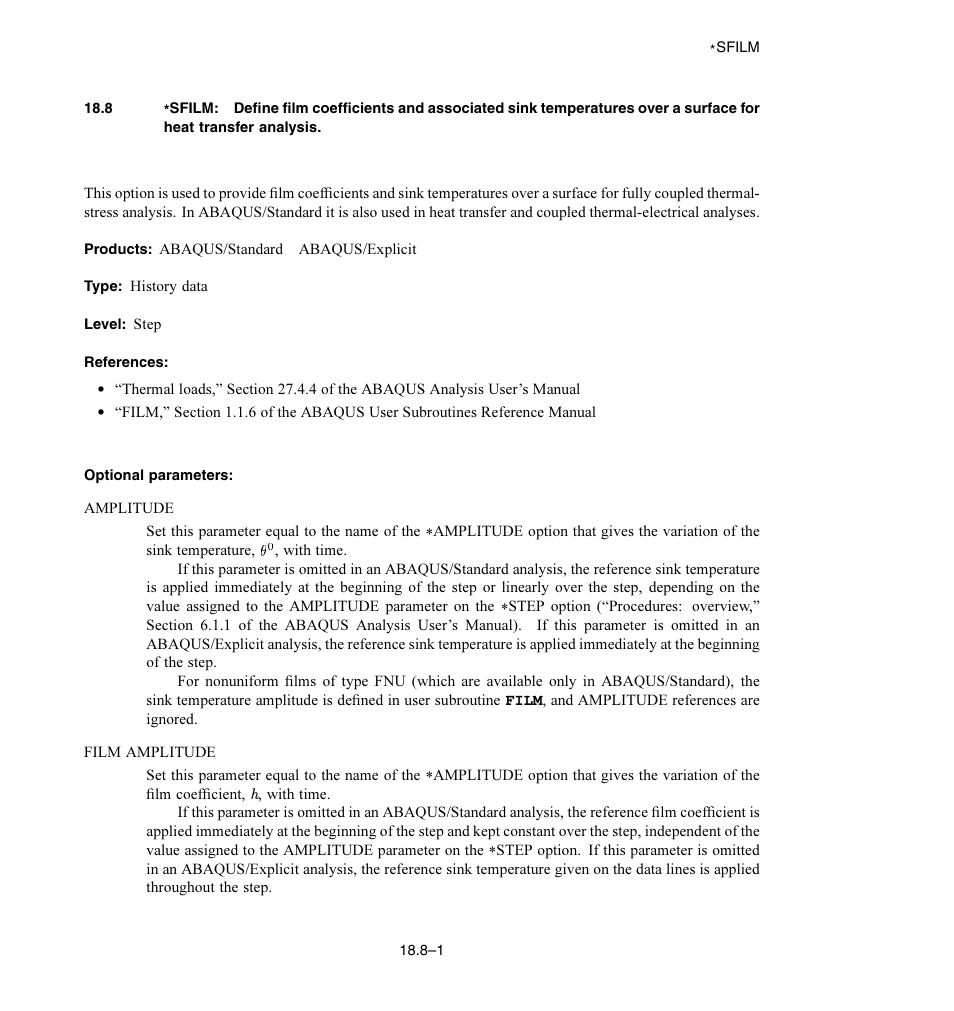 Optional parameters | ABAQUS Volume II: I–Z User Manual | Page 403 / 628