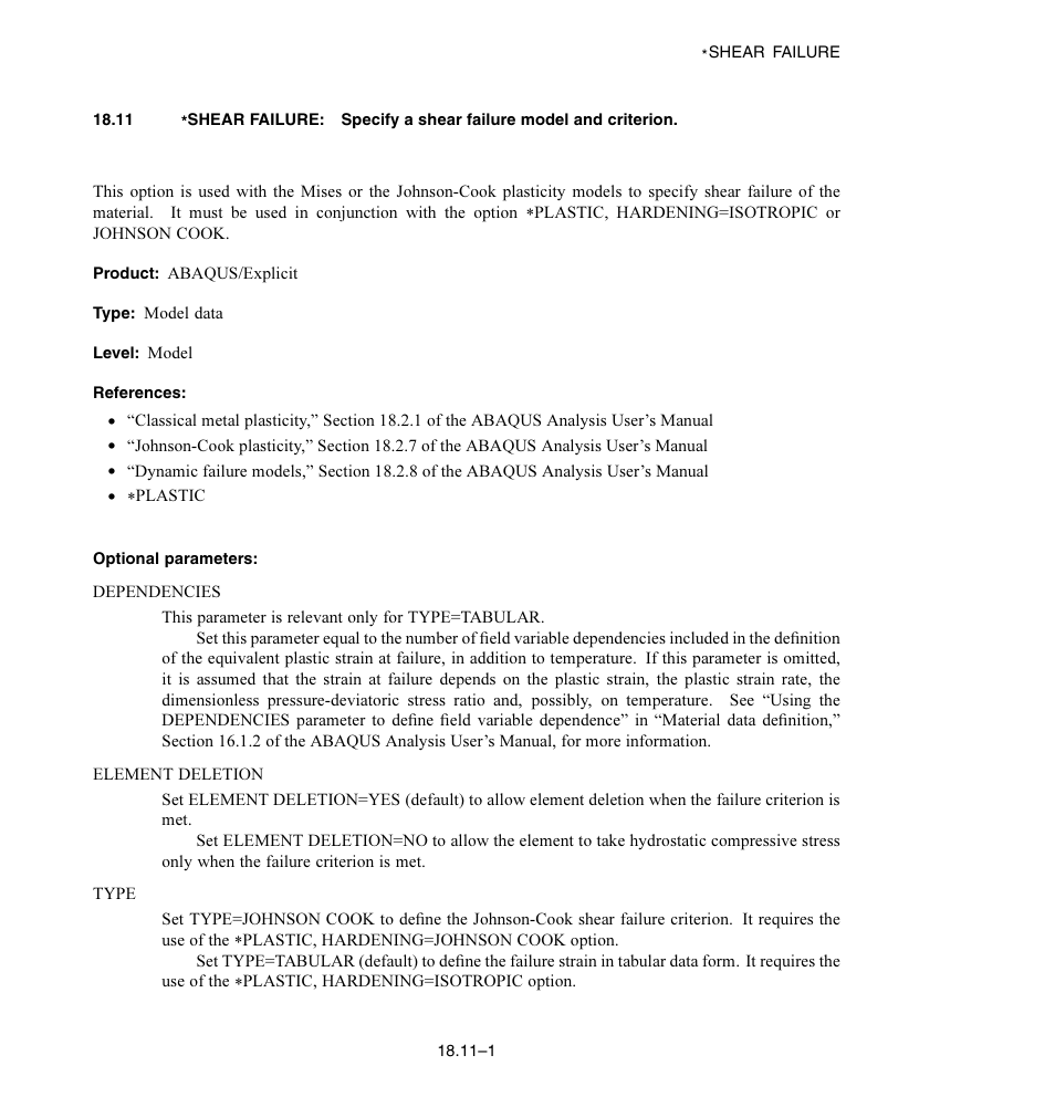 Optional parameters | ABAQUS Volume II: I–Z User Manual | Page 409 / 628