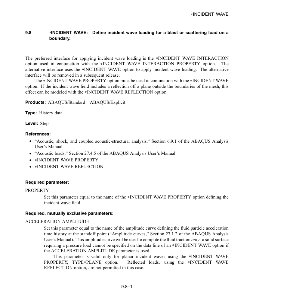 Required parameter, Required, mutually exclusive parameters | ABAQUS Volume II: I–Z User Manual | Page 41 / 628