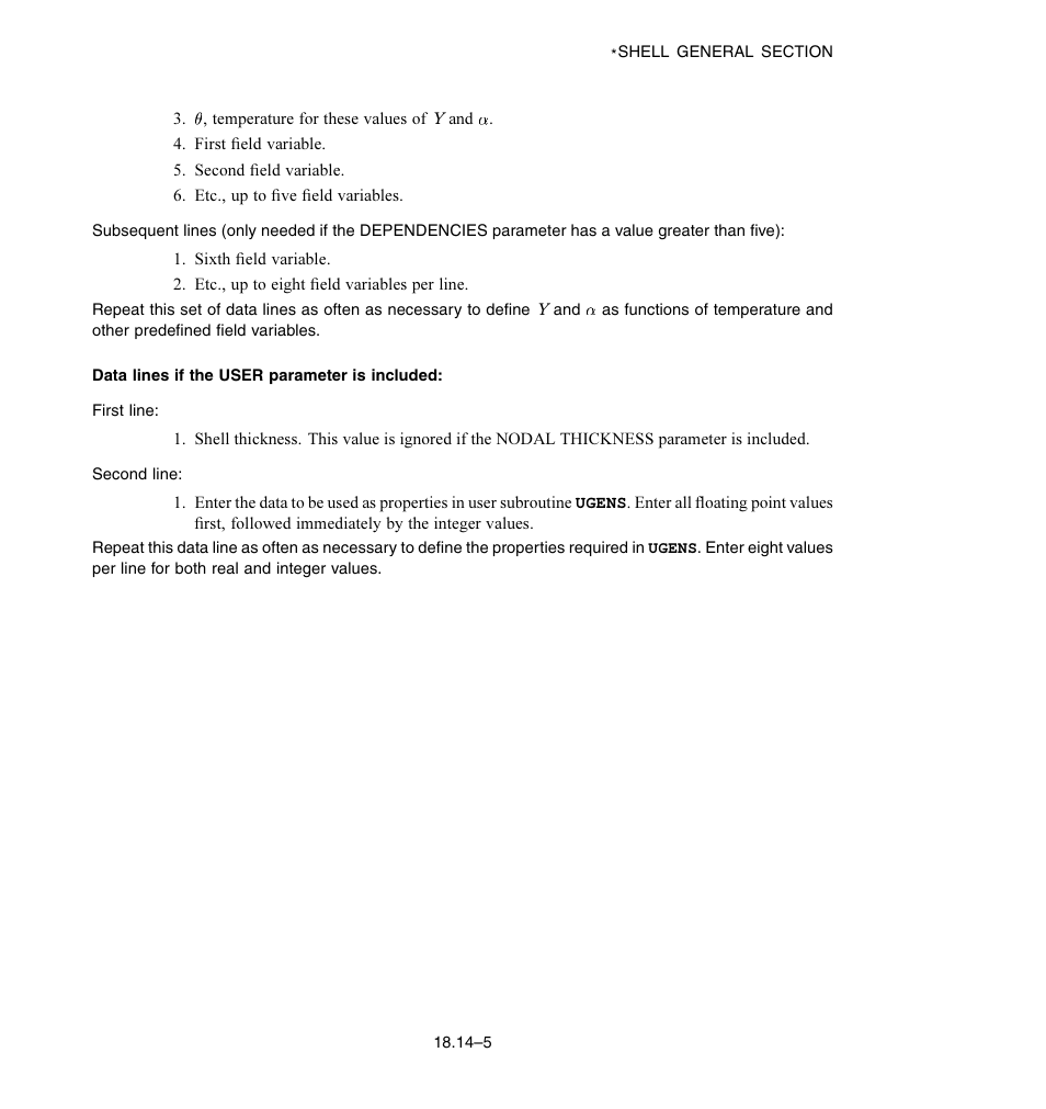 Data lines if the user parameter is included | ABAQUS Volume II: I–Z User Manual | Page 419 / 628