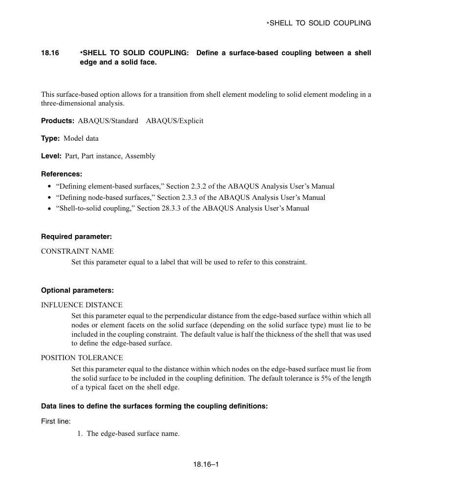 Required parameter, Optional parameters | ABAQUS Volume II: I–Z User Manual | Page 425 / 628