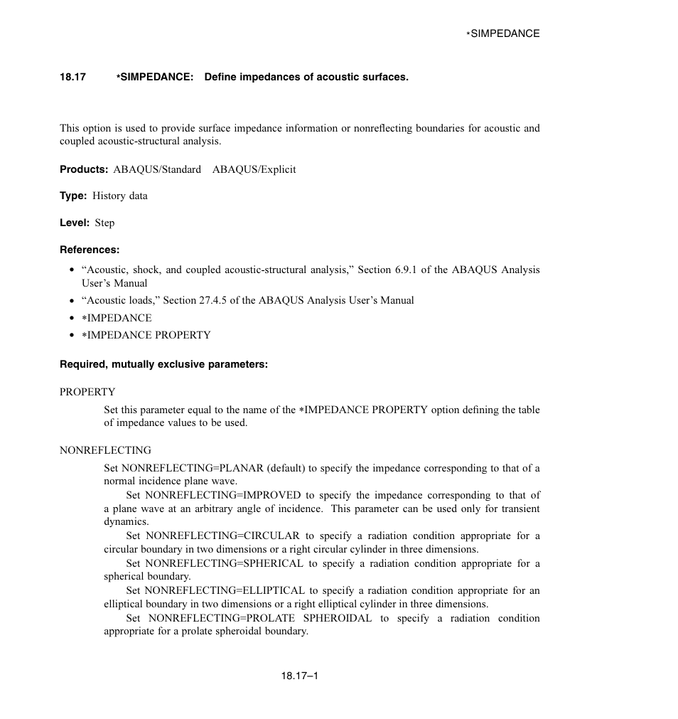 Required, mutually exclusive parameters | ABAQUS Volume II: I–Z User Manual | Page 427 / 628