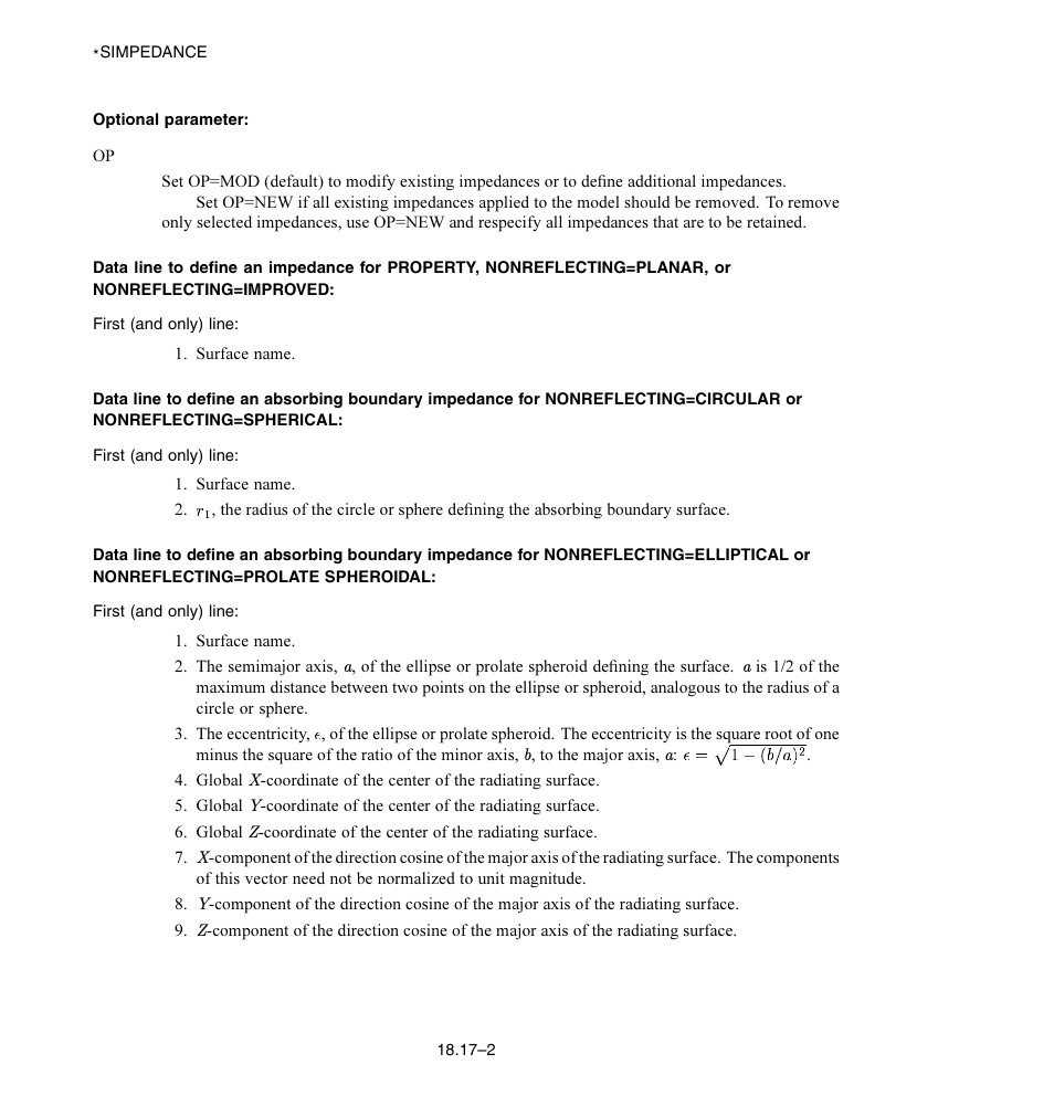 Optional parameter | ABAQUS Volume II: I–Z User Manual | Page 428 / 628