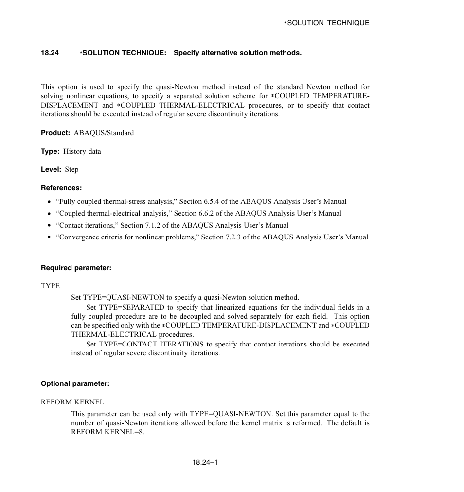 Required parameter, Optional parameter | ABAQUS Volume II: I–Z User Manual | Page 445 / 628