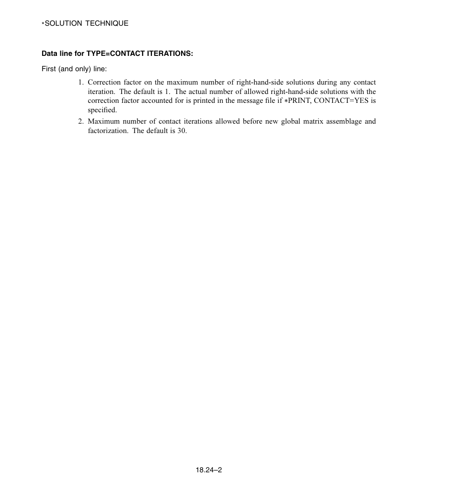 Data line for type = contact iterations | ABAQUS Volume II: I–Z User Manual | Page 446 / 628