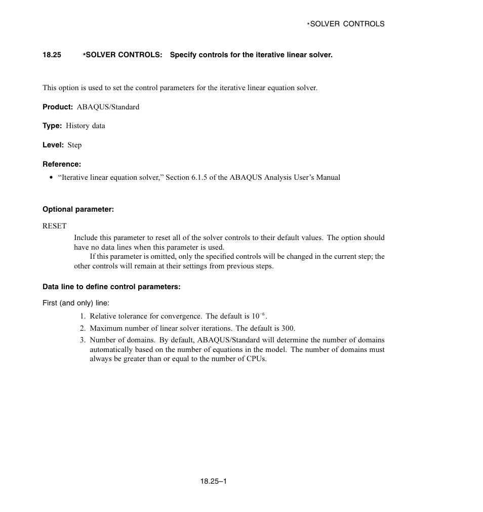 Optional parameter, Data line to define control parameters | ABAQUS Volume II: I–Z User Manual | Page 447 / 628