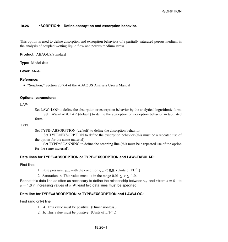 Optional parameters | ABAQUS Volume II: I–Z User Manual | Page 449 / 628