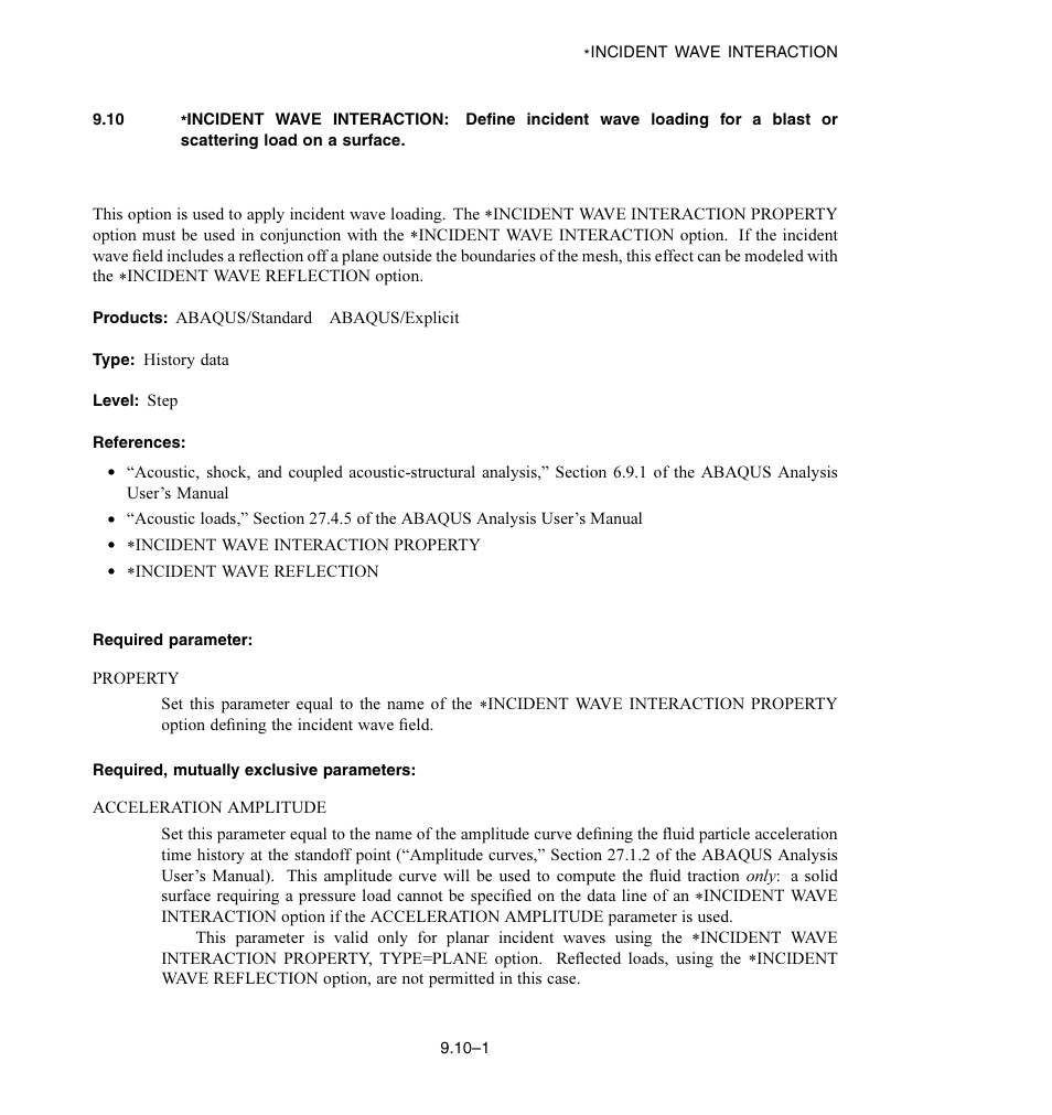 Required parameter, Required, mutually exclusive parameters | ABAQUS Volume II: I–Z User Manual | Page 45 / 628